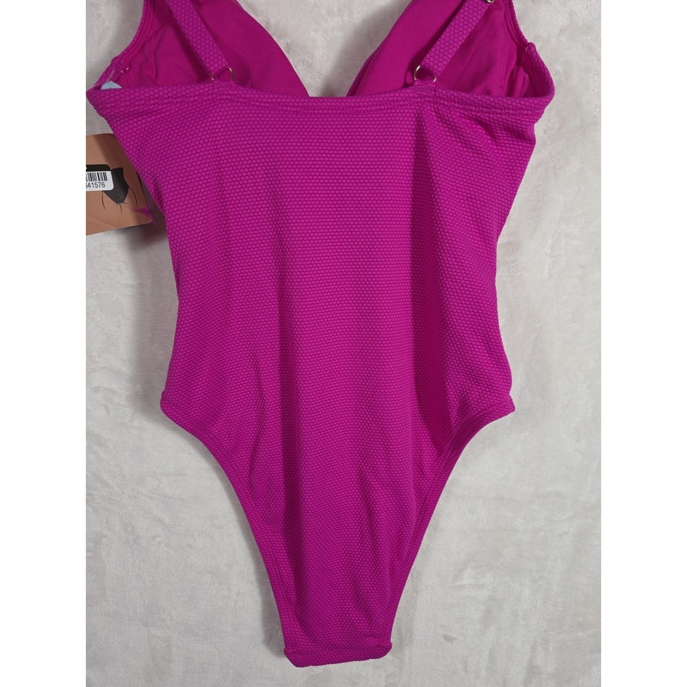 NWT Shade & Shore Pink One Piece Swimsuit Textured High Leg Size S 4-6 - Picture 6 of 12